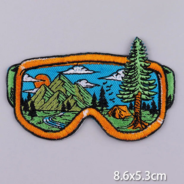 Mountain Waves Patch For Clothing Nature Travel Patches On Clothes DIY Camping Fusible Patch Applqiue Sewing Embroidered Pacthes