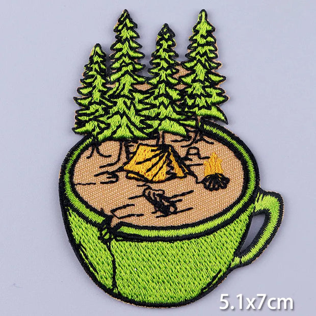 Mountain Waves Patch For Clothing Nature Travel Patches On Clothes DIY Camping Fusible Patch Applqiue Sewing Embroidered Pacthes