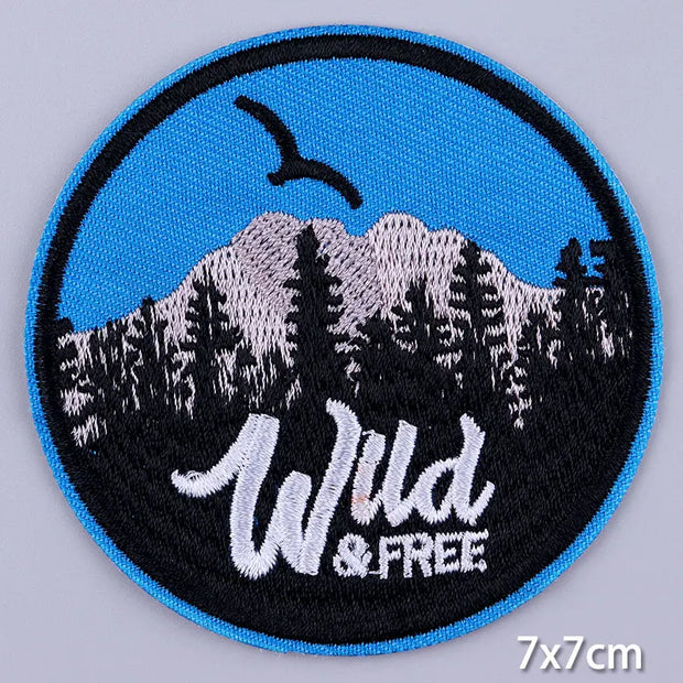 Mountain Waves Patch For Clothing Nature Travel Patches On Clothes DIY Camping Fusible Patch Applqiue Sewing Embroidered Pacthes
