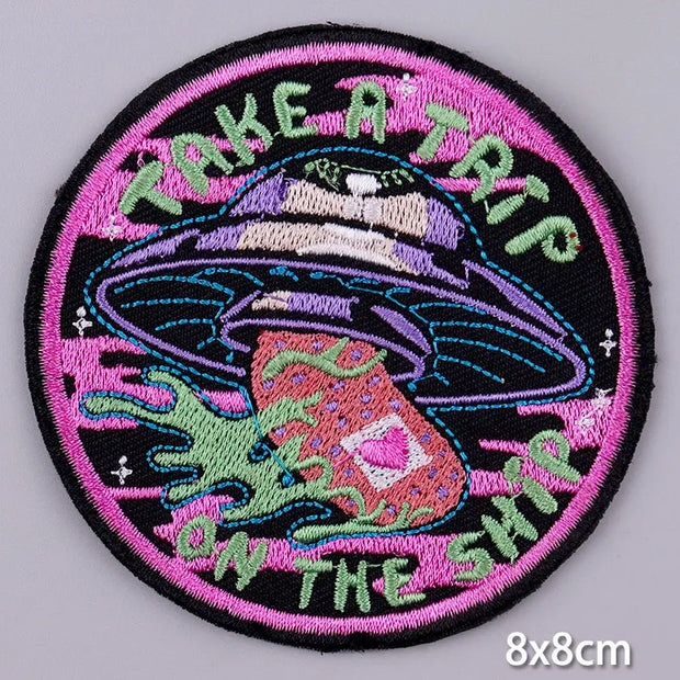 Mountain Waves Patch For Clothing Nature Travel Patches On Clothes DIY Camping Fusible Patch Applqiue Sewing Embroidered Pacthes