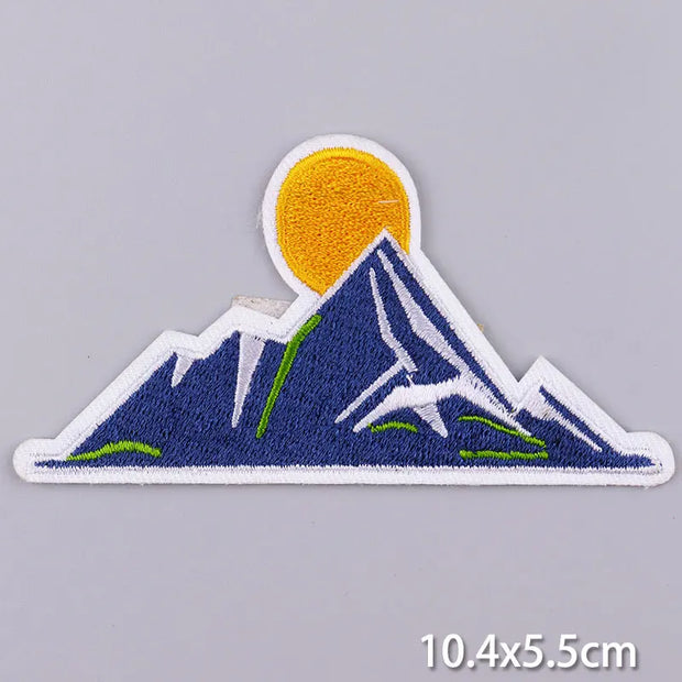 Mountain Waves Patch For Clothing Nature Travel Patches On Clothes DIY Camping Fusible Patch Applqiue Sewing Embroidered Pacthes