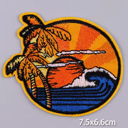 Mountain Waves Patch For Clothing Nature Travel Patches On Clothes DIY Camping Fusible Patch Applqiue Sewing Embroidered Pacthes