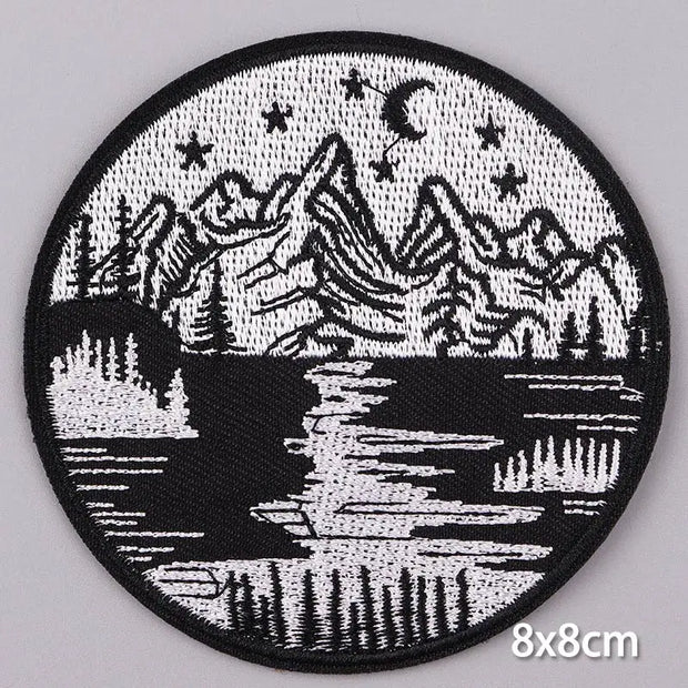Mountain Waves Patch For Clothing Nature Travel Patches On Clothes DIY Camping Fusible Patch Applqiue Sewing Embroidered Pacthes