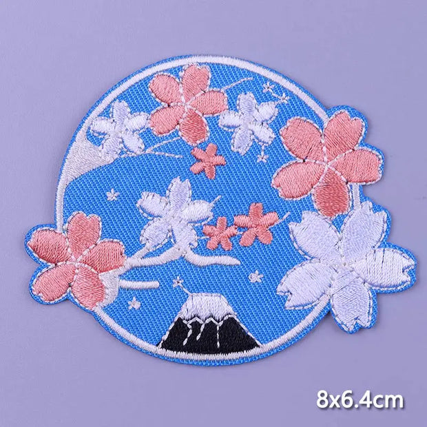 Mountain Waves Patch For Clothing Nature Travel Patches On Clothes DIY Camping Fusible Patch Applqiue Sewing Embroidered Pacthes