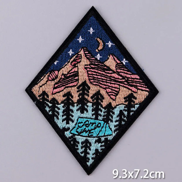 Mountain Waves Patch For Clothing Nature Travel Patches On Clothes DIY Camping Fusible Patch Applqiue Sewing Embroidered Pacthes