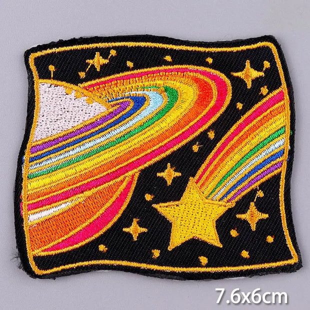 Mountain Waves Patch For Clothing Nature Travel Patches On Clothes DIY Camping Fusible Patch Applqiue Sewing Embroidered Pacthes