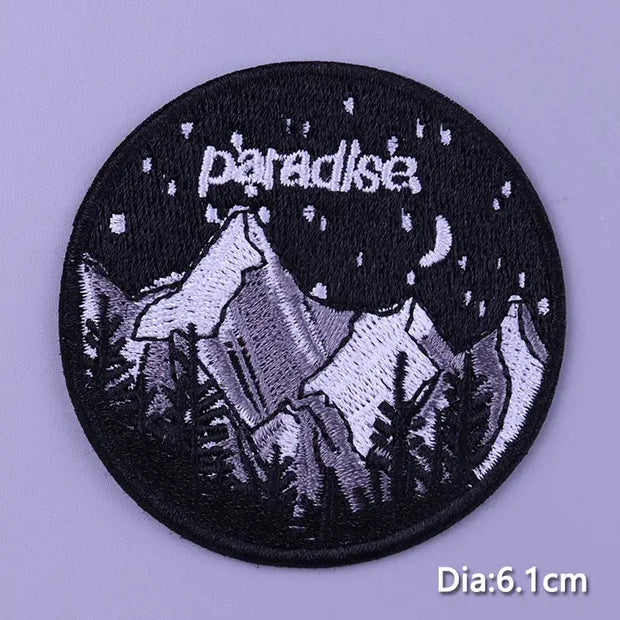 Mountain Waves Patch For Clothing Nature Travel Patches On Clothes DIY Camping Fusible Patch Applqiue Sewing Embroidered Pacthes