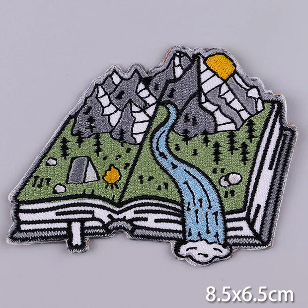 Mountain Waves Patch For Clothing Nature Travel Patches On Clothes DIY Camping Fusible Patch Applqiue Sewing Embroidered Pacthes