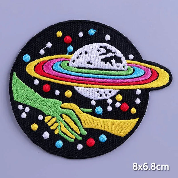 Mountain Waves Patch For Clothing Nature Travel Patches On Clothes DIY Camping Fusible Patch Applqiue Sewing Embroidered Pacthes