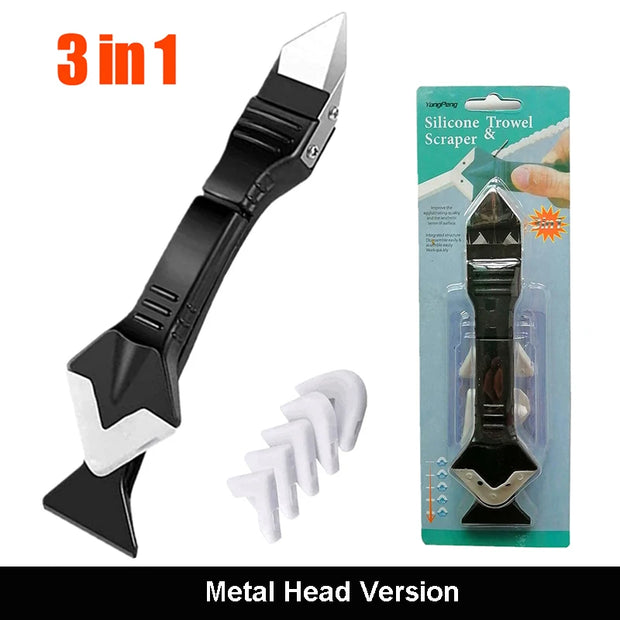 3 in 1 Silicone Caulking Tool Glass Glue Angle Scraper Tools Caulk Cement Scraper Silicone Sealant Remover Shovel Floor Cleaning