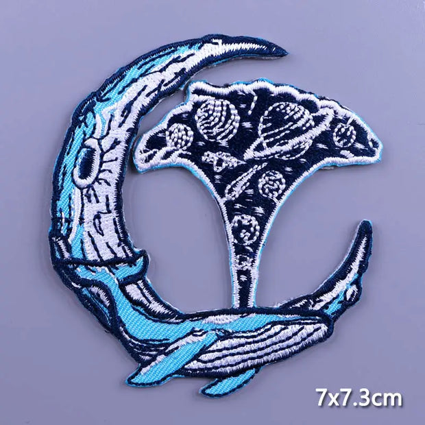Mountain Waves Patch For Clothing Nature Travel Patches On Clothes DIY Camping Fusible Patch Applqiue Sewing Embroidered Pacthes