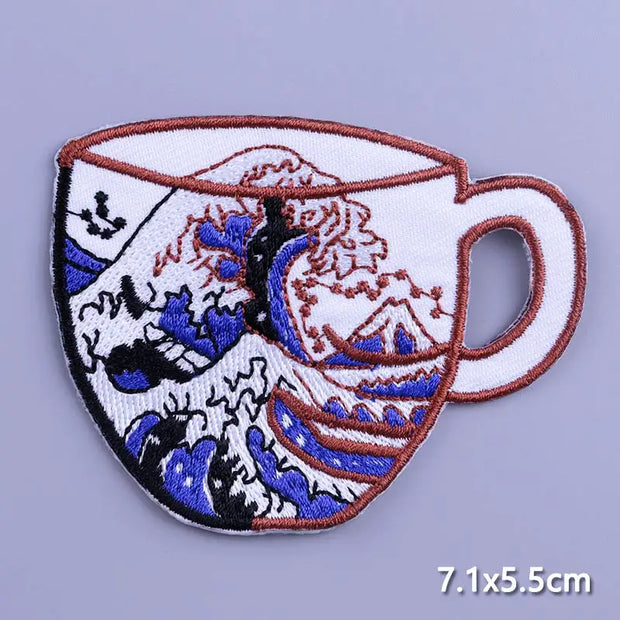 Mountain Waves Patch For Clothing Nature Travel Patches On Clothes DIY Camping Fusible Patch Applqiue Sewing Embroidered Pacthes