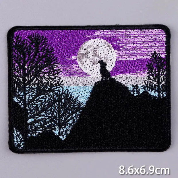 Mountain Waves Patch For Clothing Nature Travel Patches On Clothes DIY Camping Fusible Patch Applqiue Sewing Embroidered Pacthes