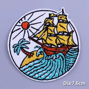 Mountain Waves Patch For Clothing Nature Travel Patches On Clothes DIY Camping Fusible Patch Applqiue Sewing Embroidered Pacthes