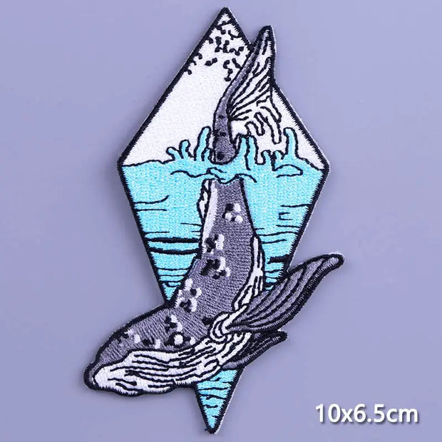 Mountain Waves Patch For Clothing Nature Travel Patches On Clothes DIY Camping Fusible Patch Applqiue Sewing Embroidered Pacthes