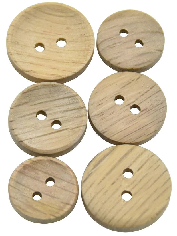 30PCs Natural Color Chestnut Wood Texture Wooden Buttons 15-20mm Sewing  Scrapbooking For Clothes Handmade 2 Holes Button