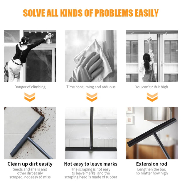 Super Long Shower Squeegee 30cm Widened Silicone Glass Wiper Scraper Window Cleaner Bathroom Floor Mirror Wiper Cleaning Tool