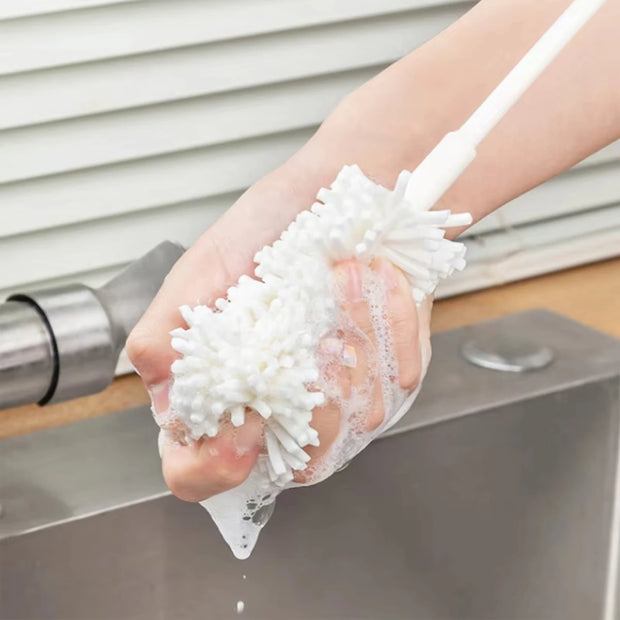 Sponge Brush Cup Scrubber Glass Cleaner Kitchen Cleaning Tool Long Handle Drink Wineglass Bottle Household
