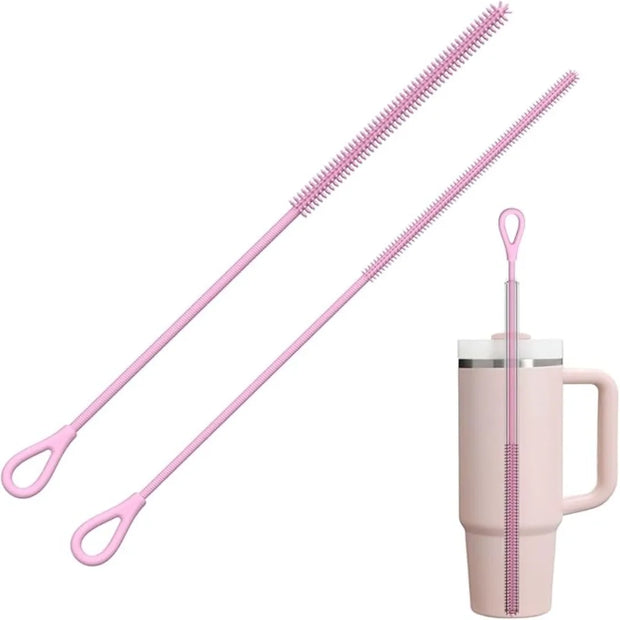 2pcs Durable 6/8mm Silicone Straw Brushes Soft Bendable Pipe Tube Cleaning Brush Reusable Extra Long Pacifier Brush Kitchen