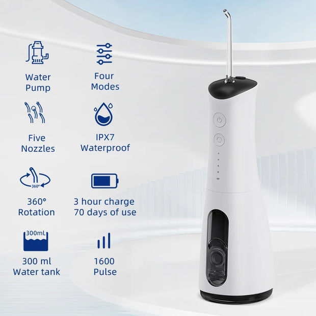 Water Flosser Teeth Cleaning Denta l Device Portable IPX7 Waterproof Jet Oral Irrigator Water Pick