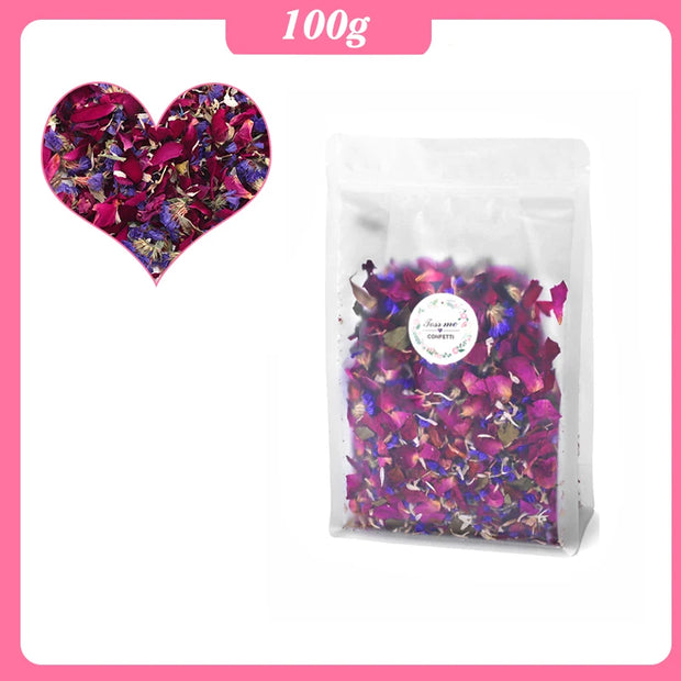 200G Natural Dried Flower Wedding Confetti Red Blue Rose Petal Birthday Party DIY Decoration Biodegradable Handmade Party Supply