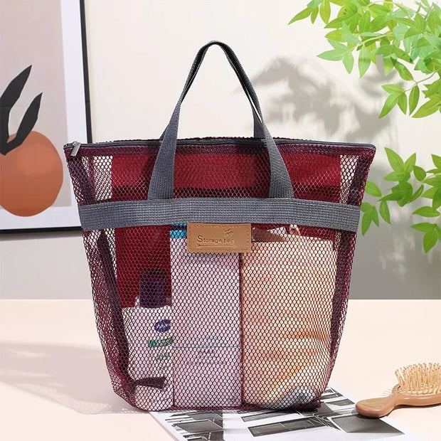 Mesh Makeup Toiletry Storage Bags Handbags Portable Travel Washing Body Shower Tools Organizer Hanging Cosmetic Organizer Pouch