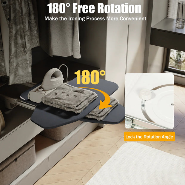 Foldable Ironing Board, Cabinet Mount, Push-Pull Sturdy Metal Frame  80x29.5cm / 31.5x11.6in (Gray)