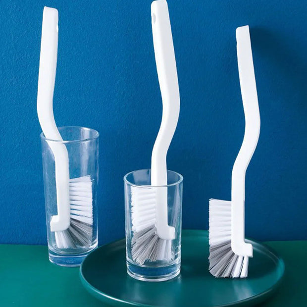 2pcs Clean Brush Long Handle Cup Brush Plastic Cleaning Soymilk Machine Kitchen Juicer Curved Handle Scrubber Home Kitchen Tools