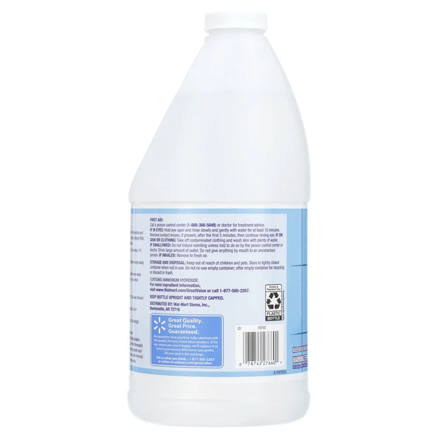 Clear Ammonia All-Purpose Cleaner Heavy Duty Cleaning Kitchen Bathroom Windows Floors Appliances Laundry 64oz Disposable Cleaner