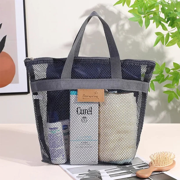 Mesh Makeup Toiletry Storage Bags Handbags Portable Travel Washing Body Shower Tools Organizer Hanging Cosmetic Organizer Pouch
