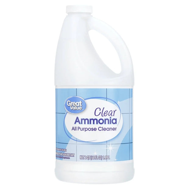 Clear Ammonia All-Purpose Cleaner Heavy Duty Cleaning Kitchen Bathroom Windows Floors Appliances Laundry 64oz Disposable Cleaner