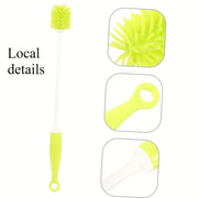 1pc 360-Degree Swivel Silicone Cleaning Brush | Dual-Length Handle with Ergonomic Grip - Multi-Surface Scrubber for Bottles/Cups