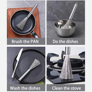 Stainless Steel Pot Brush Long Handle Multi-functional Cleaning Brush Hanging Washing Tool for Kitchen Sink Pans Scrubber Gadget