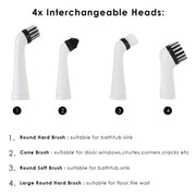 Electric Cleaning Brush Scrubber Crevices Pool Cleaner 4 Replaceable Heads Power Scrubbing Bathroom Accessories for Home Kitchen