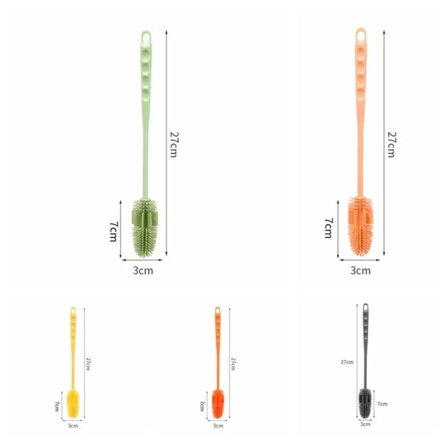 No Dead Corner Silicone Cup Brush Long Handle Portable Cup Scrubber Multipurpose Bottle Cleaning Brush Water Bottle