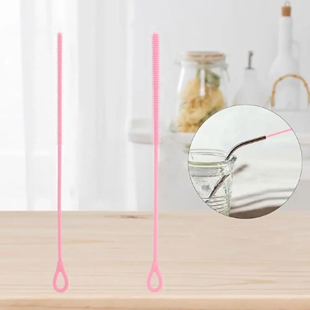 2pcs Durable 6/8mm Silicone Straw Brushes Soft Bendable Pipe Tube Cleaning Brush Reusable Extra Long Pacifier Brush Kitchen