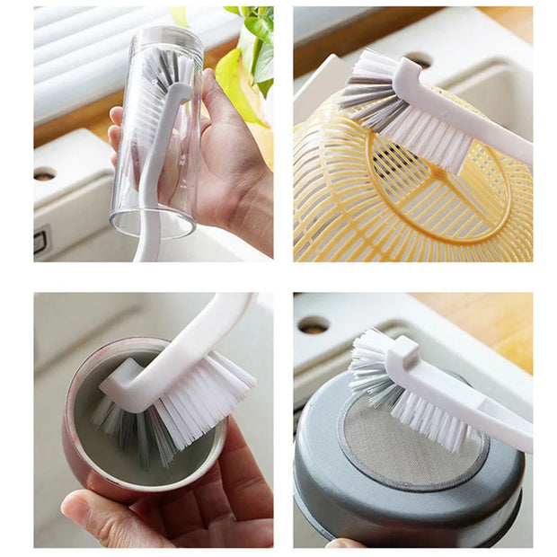 2pcs Clean Brush Long Handle Cup Brush Plastic Cleaning Soymilk Machine Kitchen Juicer Curved Handle Scrubber Home Kitchen Tools