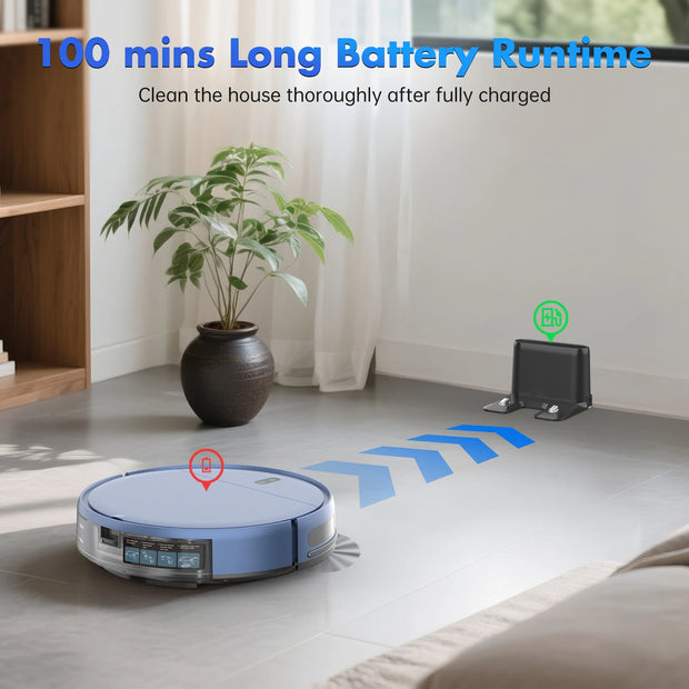 Rayfurn BR151 Robot Vacuum Cleaner Mop Smart APP Control Intelligent Planned for Home Floor Washing Carpet Pet Hair Cleaning