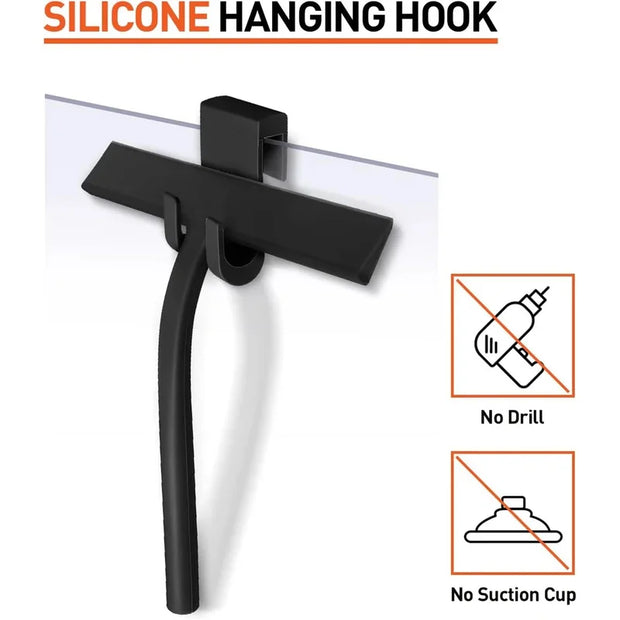 Matte Black Silicone Squeegee Streak Free Cleaning Shower Squeegee for Glass Bathroom Shower Doors Mirrors Tiles Car Windows
