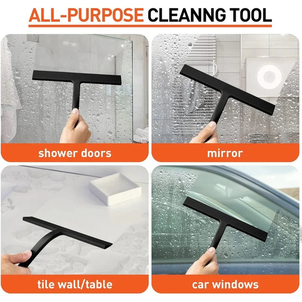 Matte Black Silicone Squeegee Streak Free Cleaning Shower Squeegee for Glass Bathroom Shower Doors Mirrors Tiles Car Windows