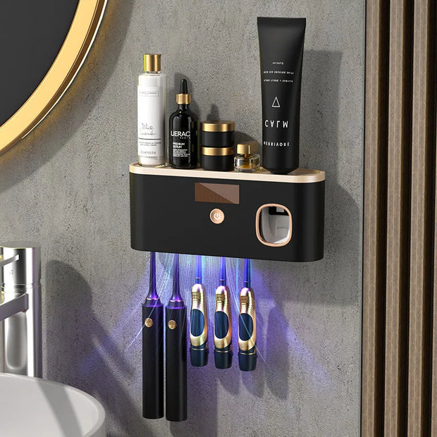 WF OEM Wall Mounted Tooth Brush Sterilizer Cleaner Sterilization Timer Function Rechargeable Cordless Bathroom Toothbrush Holder