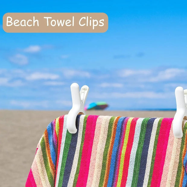 2/4pcs Plastic Clothes Pins with Strong Anti-Rust Springs Heavy Duty Beach Towel Clips Laundry Clothespins to Keep Your Towel