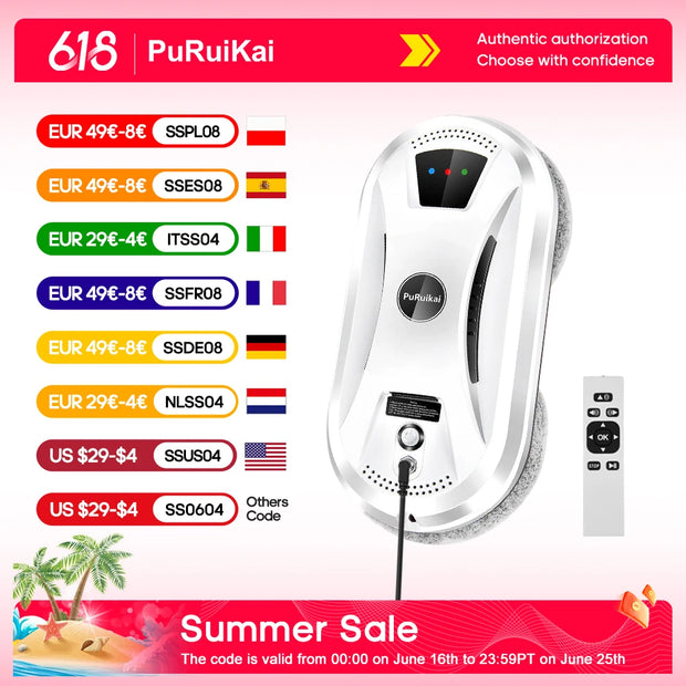 PuRuiKai Ultra thin Robot vacuum cleaner window cleaning robot window  electric glass limpiacristales remote control for home