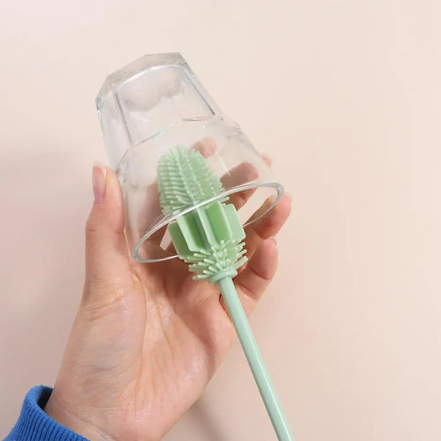 No Dead Corner Silicone Cup Brush Long Handle Portable Cup Scrubber Multipurpose Bottle Cleaning Brush Water Bottle