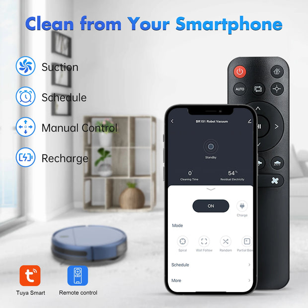 Rayfurn BR151 Robot Vacuum Cleaner Mop Smart APP Control Intelligent Planned for Home Floor Washing Carpet Pet Hair Cleaning