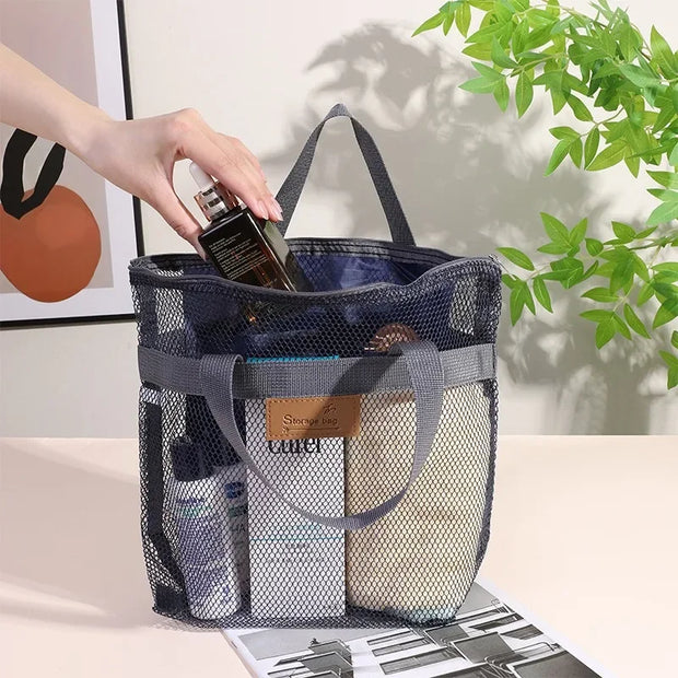 Mesh Makeup Toiletry Storage Bags Handbags Portable Travel Washing Body Shower Tools Organizer Hanging Cosmetic Organizer Pouch