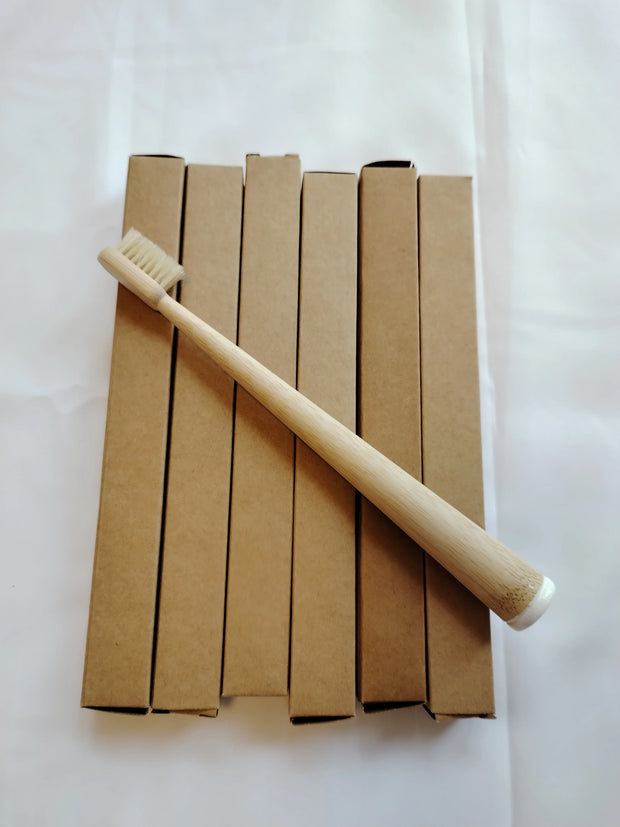 6 Pack Boar Bristle & Bamboo Toothbrush 100% Fully Biodegradable Plastic & Nylon Free Natural Tooth Brushes Oral Care Tool
