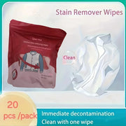 1 Pack/20pcs Independent Packaging for Clothes Shoes Stain Removal Wipes Emergency Without Washing Portable Stain Removal Wipes