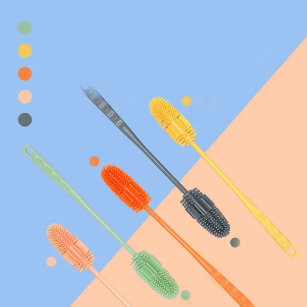 No Dead Corner Silicone Cup Brush Long Handle Portable Cup Scrubber Multipurpose Bottle Cleaning Brush Water Bottle