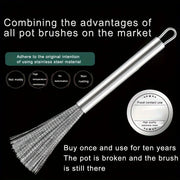 Stainless Steel Pot Brush Long Handle Multi-functional Cleaning Brush Hanging Washing Tool for Kitchen Sink Pans Scrubber Gadget